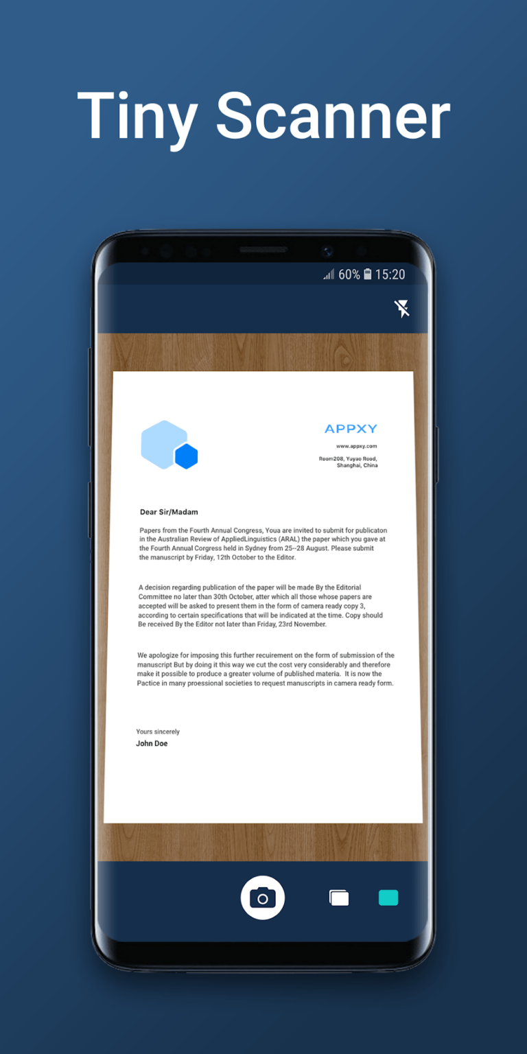 tiny scanner app on phone