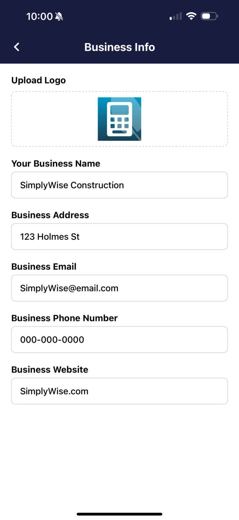 SimplyWise Cost Estimator Business logo add