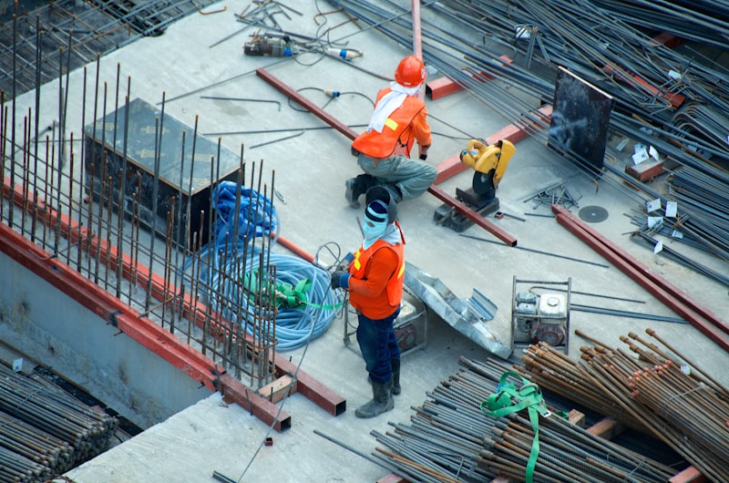 Construction crew working together on job site