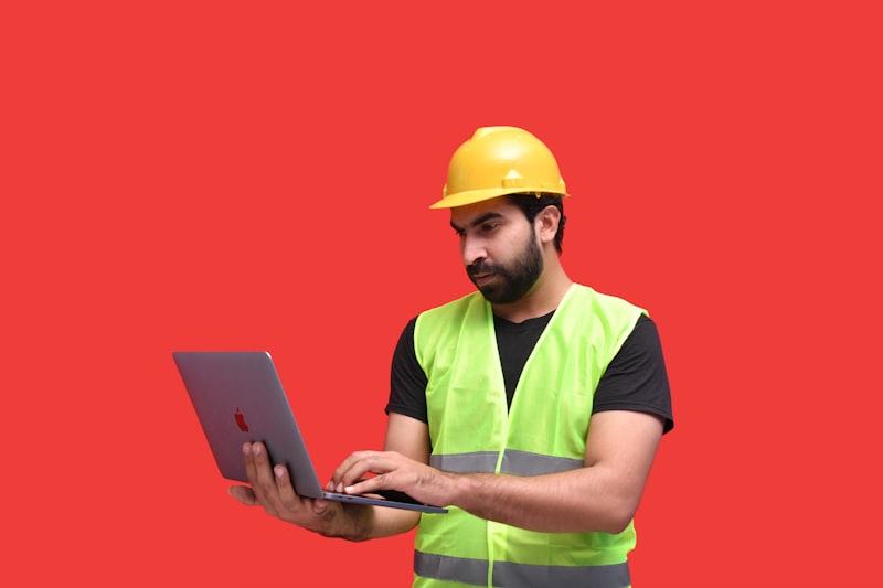 Contractor using tablet for estimates on job site